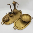 Antique Russian Hammered Copper Tea/Coffee Set with Brass Handles  